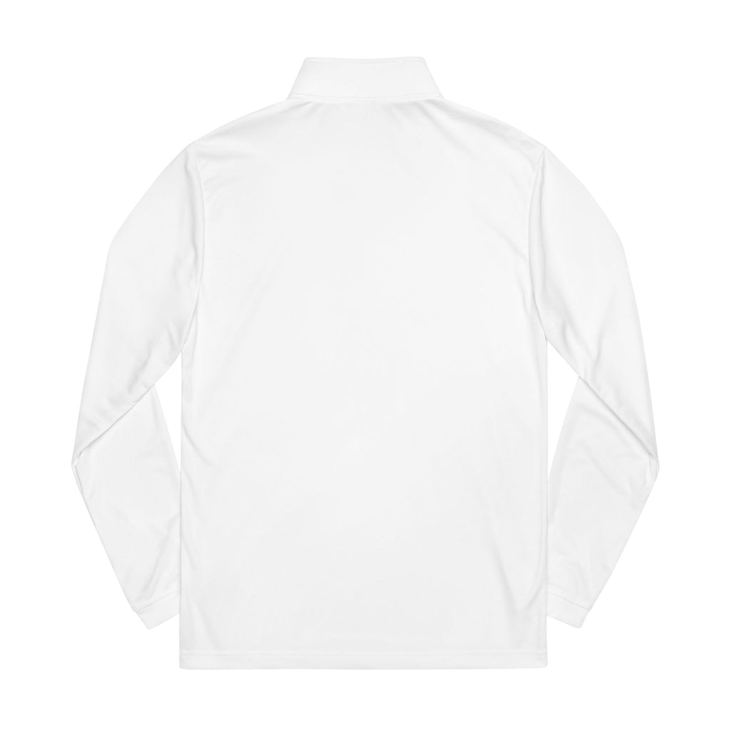 Adidas Embroidered Quarter-Zip Pullover — White Lightweight Performance Top