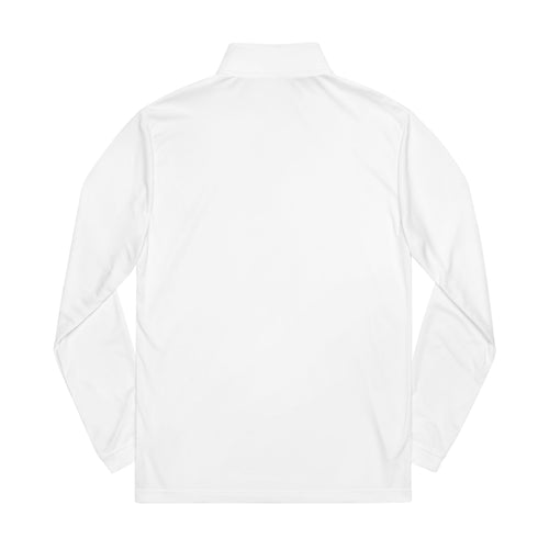 Adidas Embroidered Quarter-Zip Pullover — White Lightweight Performance Top