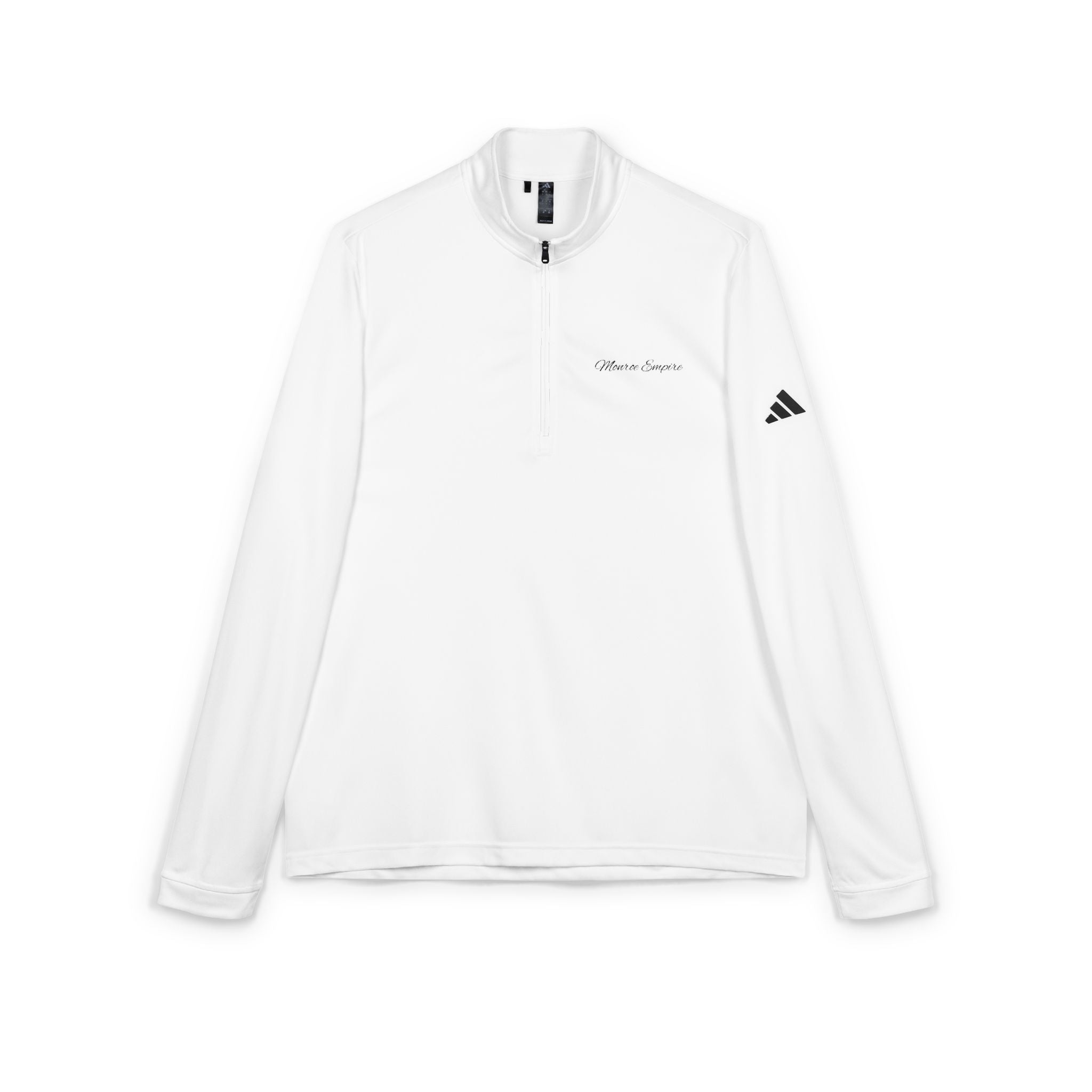Adidas Embroidered Quarter-Zip Pullover — White Lightweight Performance Top