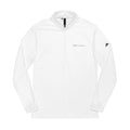 Adidas Embroidered Quarter-Zip Pullover — White Lightweight Performance Top